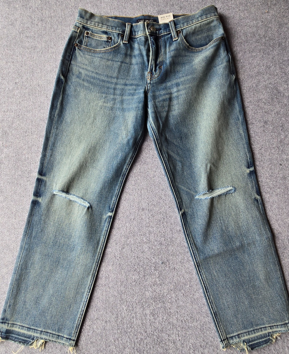 New Women's LUCKY Brand Sienna Mid-Rise Boyfriend Jeans Distressed Size 4/27